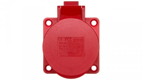 Gniazdo tablicowe 16A 5P 400V /70x70/ czerwone IP44 315-6