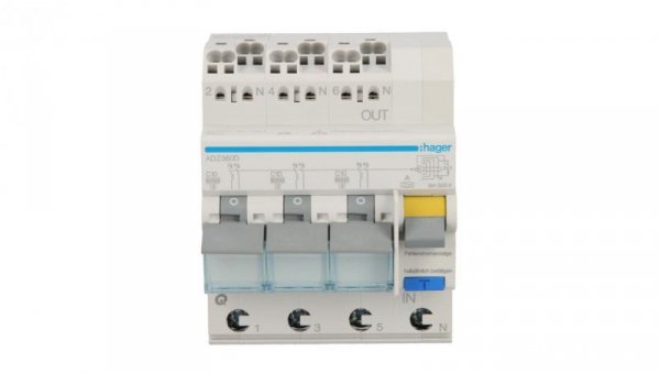 Wyłącznik różnicowo-nadprądowy RCBO 4P C10A 0,03A Typ A 6kA RCBO ADZ360D