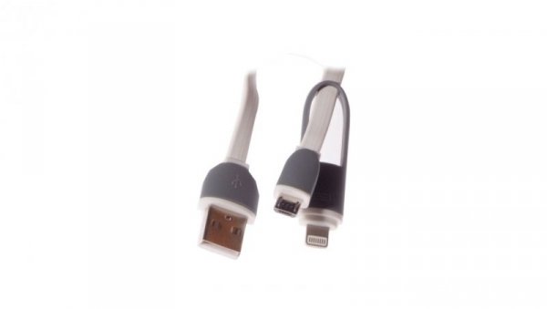 Przewód USB - microUSB / iPhone 2A 1m LIBOX LB0066W
