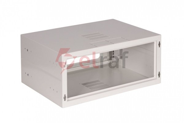Szafa wisząca SIMPLE 19 4Ux555x400 mm IP20 ściany boczne pełne drzwi z szybą RAL 7035 19-8006SZWS-19-4U-40-DS