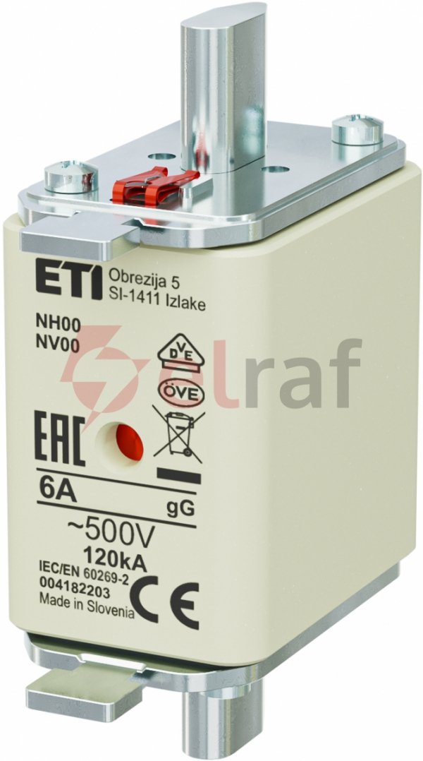 Wkładka bezpiecznikowa NH00 6A gG 500V 004182203 /3szt./