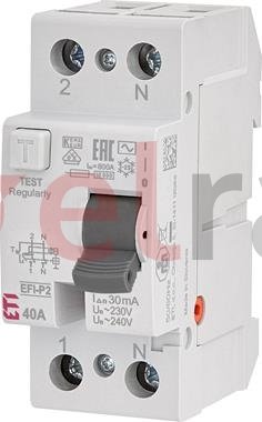 Wyłacznik różnicowoprądowy 2P 40A 0,03A typ AC EFI-P2 AC 40/0.03 002061212