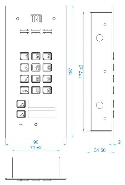 ACO FAM-P-2NPZSACC panel pod tynk 2-rodzinny czyt. brel. zamek szyfr.