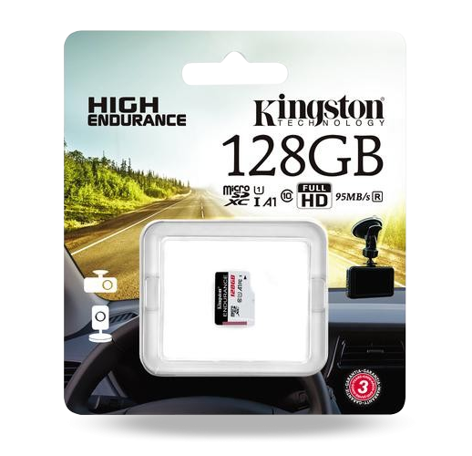 Karta pamięci microSD Kingston High-Endurance UHS-I 128GB 24/7 (rejestratory i monitoring)