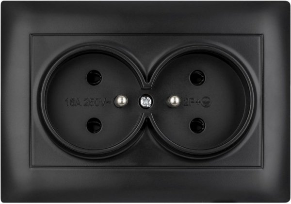 Gniazdo podwójne z uziemieniem VCX WESA LC 16 Czarny