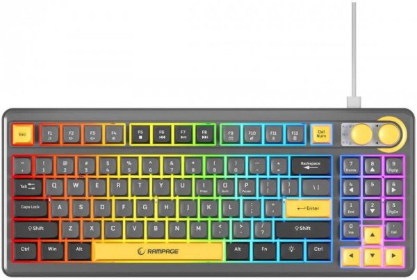 Klawiatura przewodowa Rampage CYCLONE KNOB RGB 90%