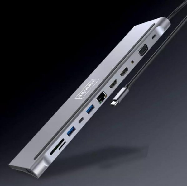 HUB ADAPTER USB-C 12w1 Stacja Dokująca 2x HDMI 4K ETHERNET RJ45 USB 3.0 BYL-2211