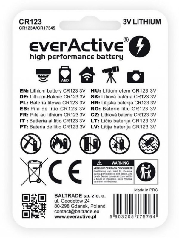 Bateria CR123 CR123A everActive (blister 1 szt.)