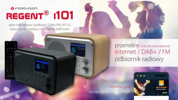 Radio internetowe Ferguson Regent i101 | DAB+ | FM RDS / Akumulator 2000 mAh (Czarne)