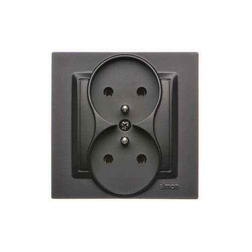 KONTAKT SIMON 10 CZARNY MAT GNIAZDO Z/U 2X ZACISKI ŚRUBOWE 16A 250V