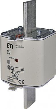 WT-3 NH3 GG K 500A WKŁADKA TOPIKOWA PRZEMYSŁOWA ZWŁOCZNA KOMBI 500V BM WT-NH