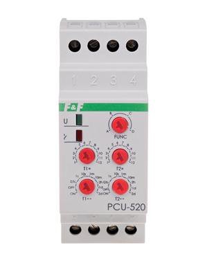 PCU-520 PRZEKAŹNIK CZASOWY 2X 8A 2P 2M 230V AC 2-FUNKCYJNY NASTAW 2 CZASÓW T1 T2