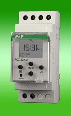 PCZ-524 ZEGAR STERUJĄCY 1-KANAŁOWY ASTRONOMICZNY NFC 16A 1P 2M 24-264V AC/DC