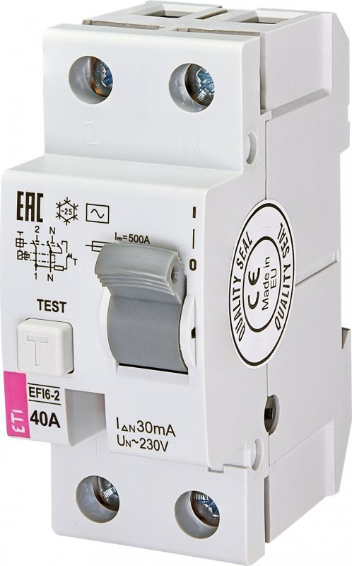 EFI6-P2 40A/ 30MA/AC WYŁĄCZNIK RÓŻNICOWY 40A 2P 2M 30MA AC 6KA
