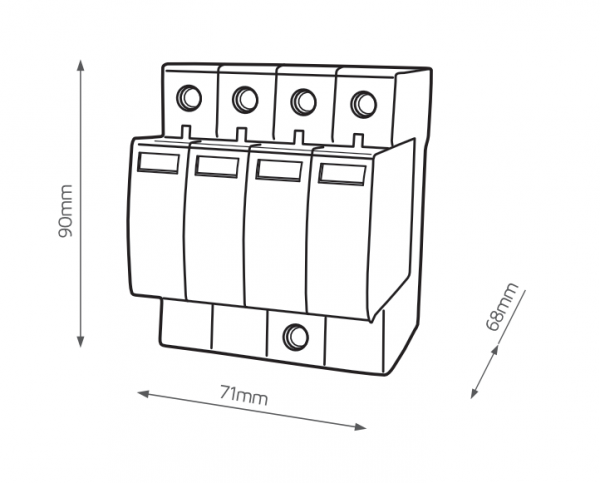 OP10 OGRANICZNIK PRZEPIĘĆ T1+T2+T3 B+C+D 4P 4M 10/40KA 1.3KV TN-S