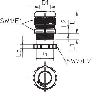 PG-13.5 DŁAWIK KABLOWY IP68+ NAKRĘTKA LGR POLIAMID JASNOSZARY V-TEC