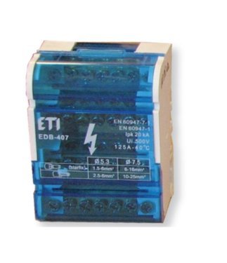 EDB-407 BLOK ROZDZIELCZY 125A 4X (5X FI5.3), 4X (2X FI7.5) ETIBOX