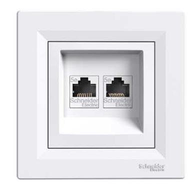 Schneider Electric Asfora, gniazdo komputerowe RJ45 2x kat.6, UTP, biały, EPH4800121