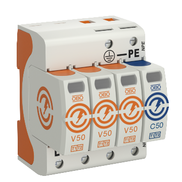 V50-3+NPE-280 OGRANICZNIK PRZEPIĘĆ T1+T2 B+C 3P+N 4M 30/50KA 2.5KV