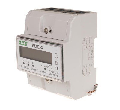 WZE-3 LICZNIK KWH ENERGII ELEKTRONICZNY BEZPOŚREDNI 3F 80A KL.1 4.5M 3X 230V+N AC