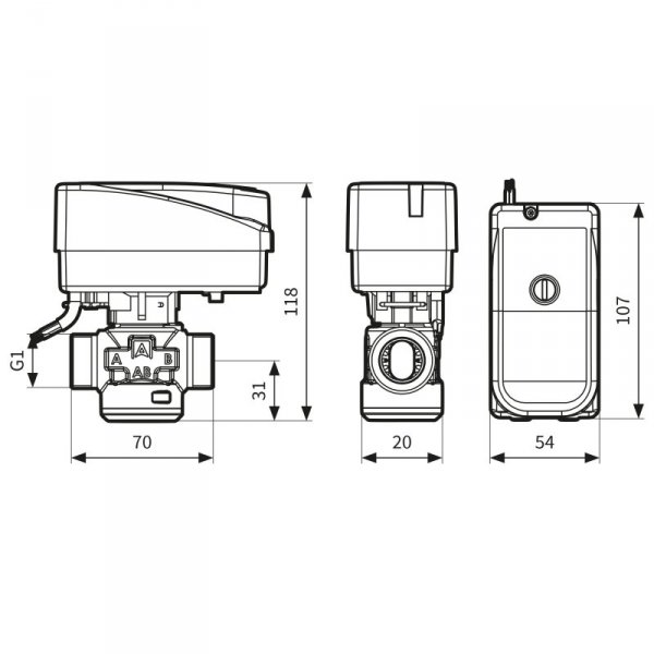 ZAWÓR 3-DROGOWY STREFOWY AZV 643 DN20, G1", KVS 8 M3/H