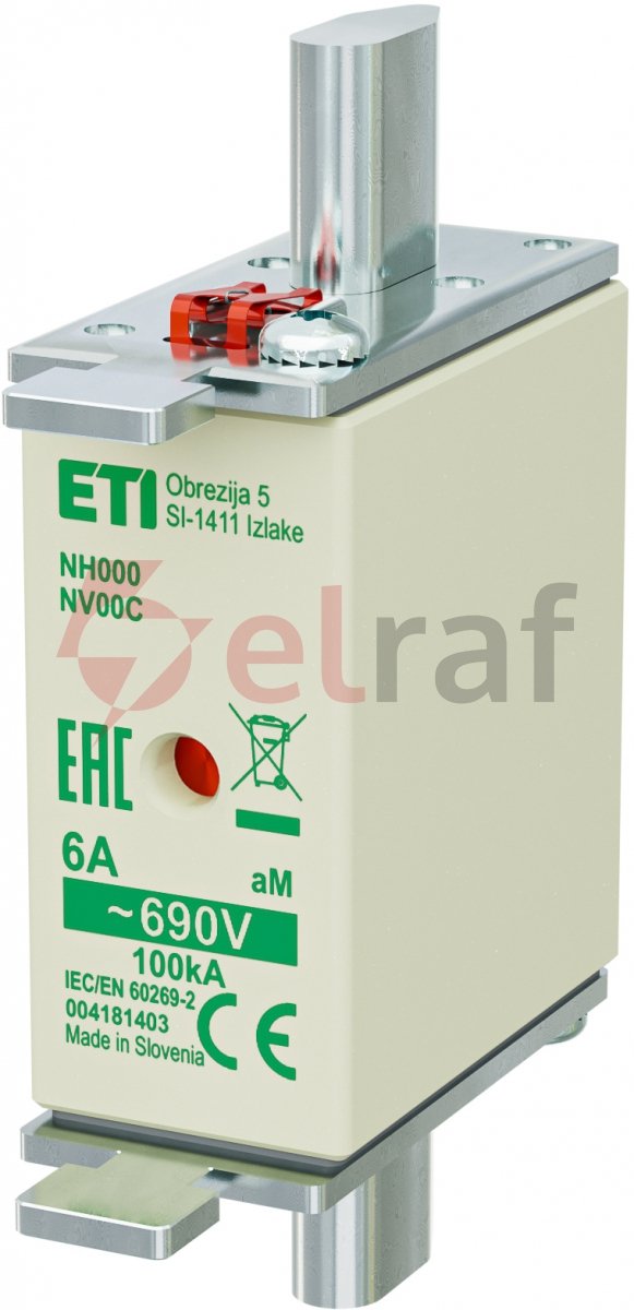 Wkładka bezpiecznikowa KOMBI NH00C 6A aM 690V WT-00C 004181403
