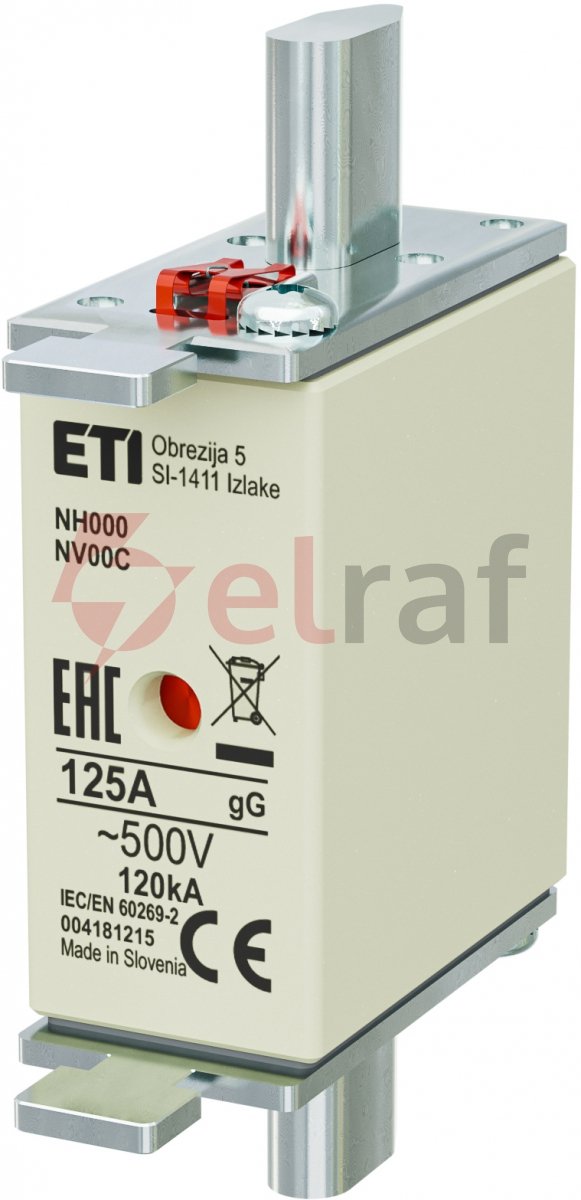 Wkładka bezpiecznikowa NH000 125A gG 500V 004181215