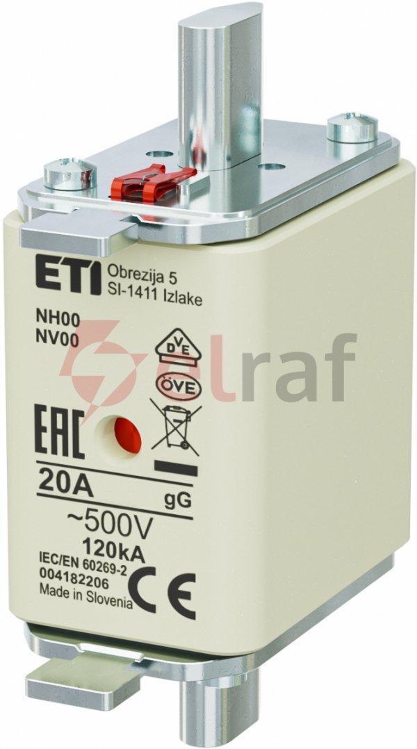 Wkładka bezpiecznikowa NH00 20A gG 500V 004182206 /3szt./