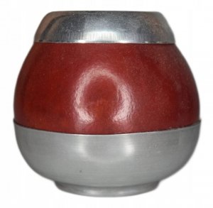 Matero do yerba mate - Naturalna Tykwa Perla Bordowa - podwójnie okuta