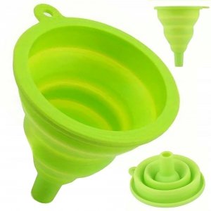 SKŁADANY LEJEK KUCHENNY SILIKONOWY HARMONIJKA WIELOFUNKCYJNY ZIELONY 7 CM