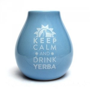 Matero Ceramiczne Błękitne Keep calm and Drink Yerba Mate