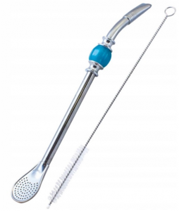 Bombilla nierdzewna INOX Royal Liza Azul do Yerba Mate + Szczoteczka