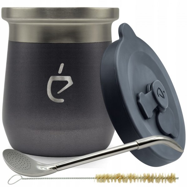 REWOLUCYJNY zestaw yerba mate Termolid DualFlow Gray PRO: matero, bombilla