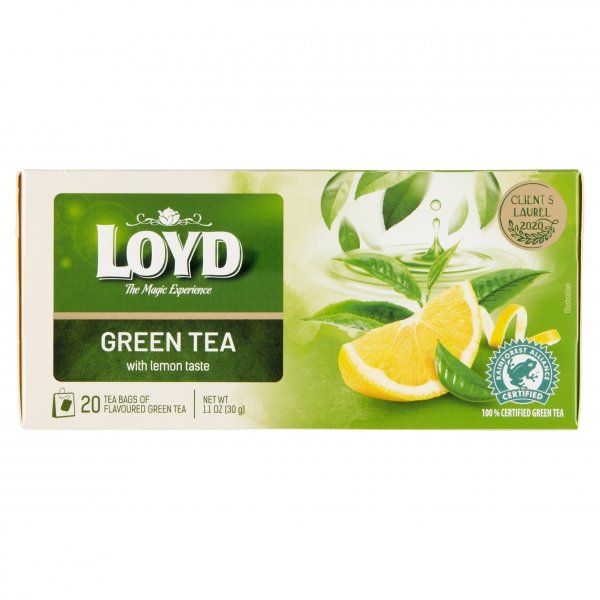 Ekspresowa Certyfikowana Herbata Zielona Cytryna Green Tea Lemon 20T LOYD