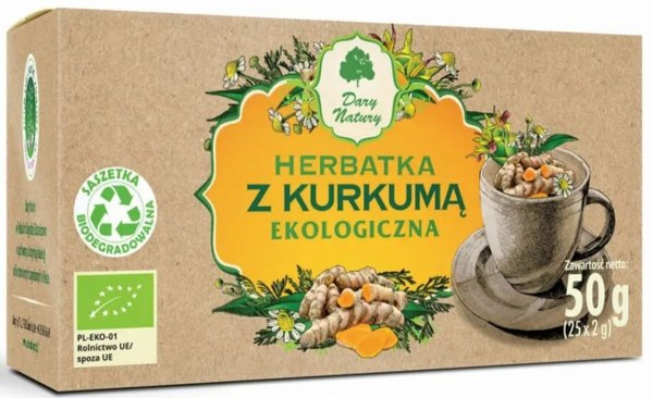 HERBATKA KURKUMA + LUKRECJA BIO 25x2g DARY NATURY