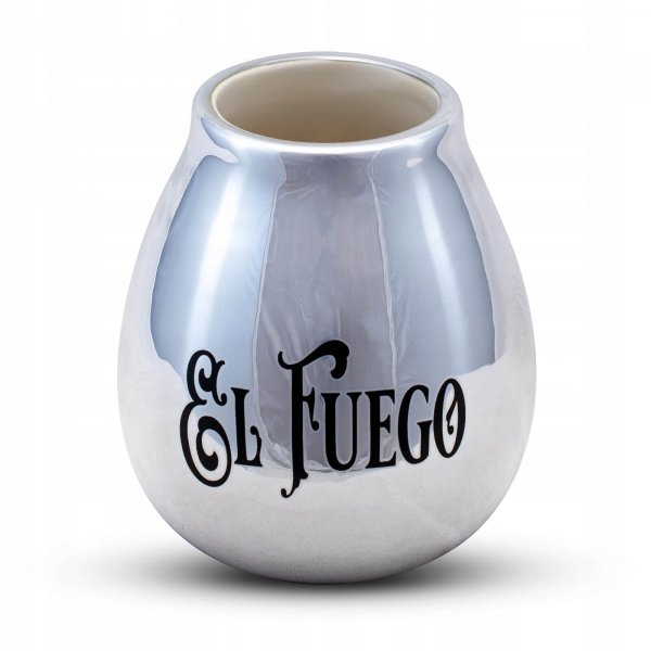 Matero do Yerba Mate ceramiczne srebrne El Fuego - PRZECENA