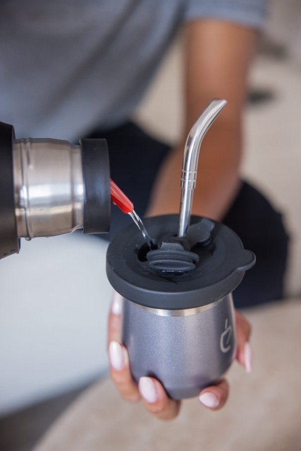 REWOLUCYJNY zestaw yerba mate Termolid DualFlow Gray PRO: matero, bombilla