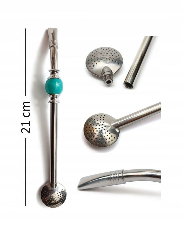 Bombilla nierdzewna INOX Royal Grande Azul Yerba Mate + szczoteczka