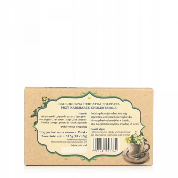 HERBATKA POLECANA PRZY NADMIARZE CHOLESTEROLU BIO (25 x 1,5g) g DARY NATURY