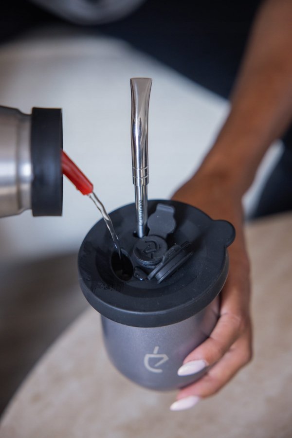 REWOLUCYJNY zestaw yerba mate Termolid DualFlow Gray PRO: matero, bombilla