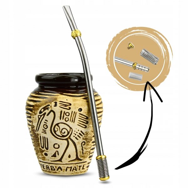 Zestaw do yerba mate: Matero ceramiczne Drive + Bombilla Sierra Gold 19 cm