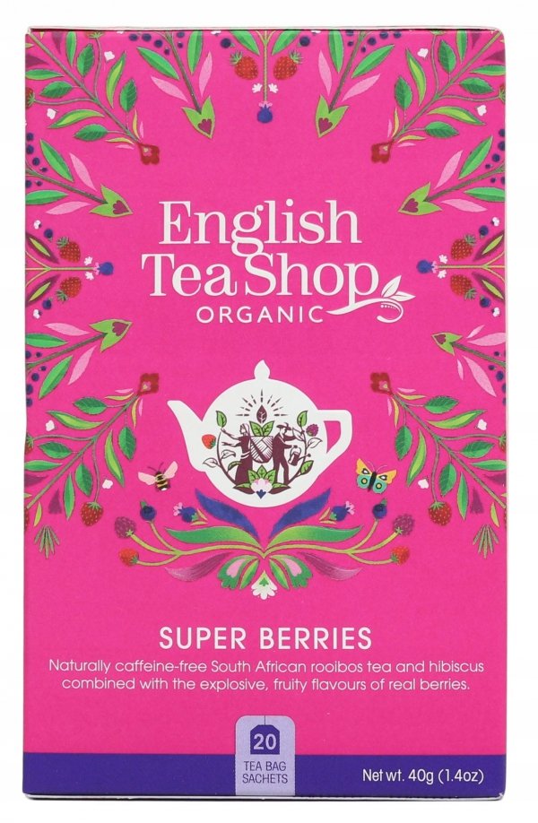 HERBATKA SUPER BERRIES TRUSKAWKA BORÓWKA MALINA BIO ENGLISH TEA ORGANIC