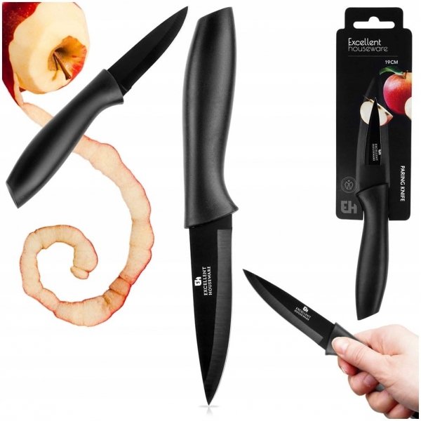 Nóż do obierania stalowy czarny 19 cm Excellent Houseware