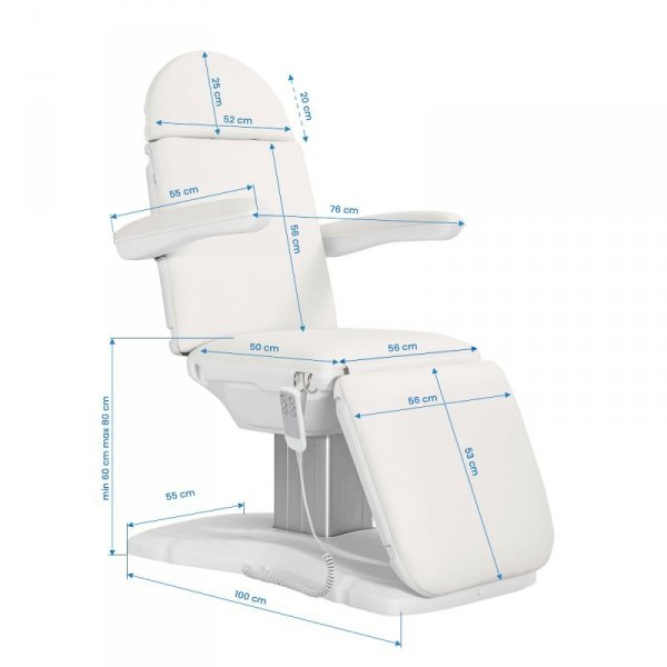 Elektryczny fotel kosmetyczny SILLON Eclipse 3 siln. biały