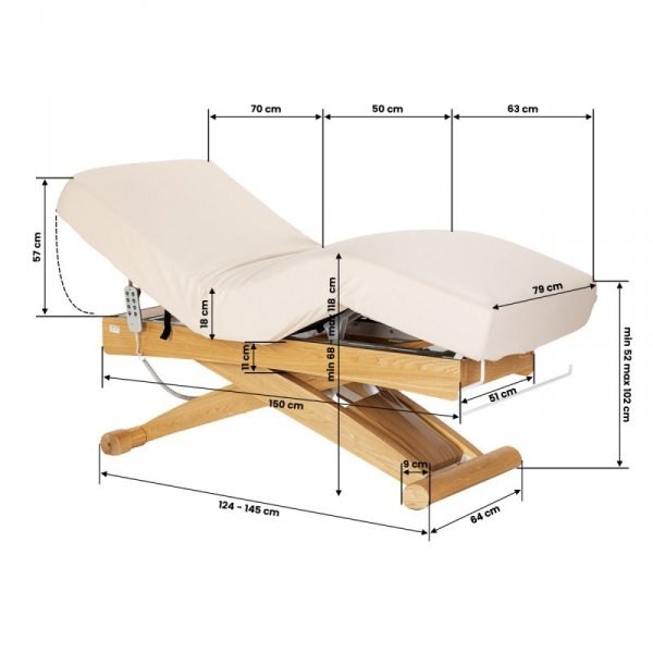 Leżanka SPA Sillon Siesta kremowa z jasnobrązową podstawą