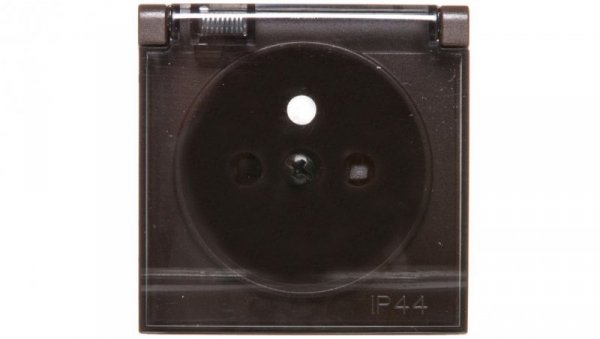 Simon 54 Pokrywa gniazda do wersji IP44 z przesłonami z klapką transparentną brąz mat DGZ1BUZP/46A