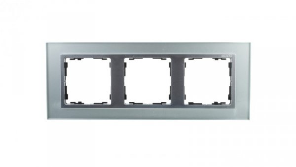 Simon 82 Ramka potrójna pozioma szklana srebro/ ramka pośrednia aluminium mat 82937-62