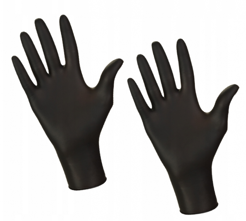 Rękawiczki Nitrylowe Bezpudrowe Jednorazowe Czarne Rozmiar M 100 Sztuk