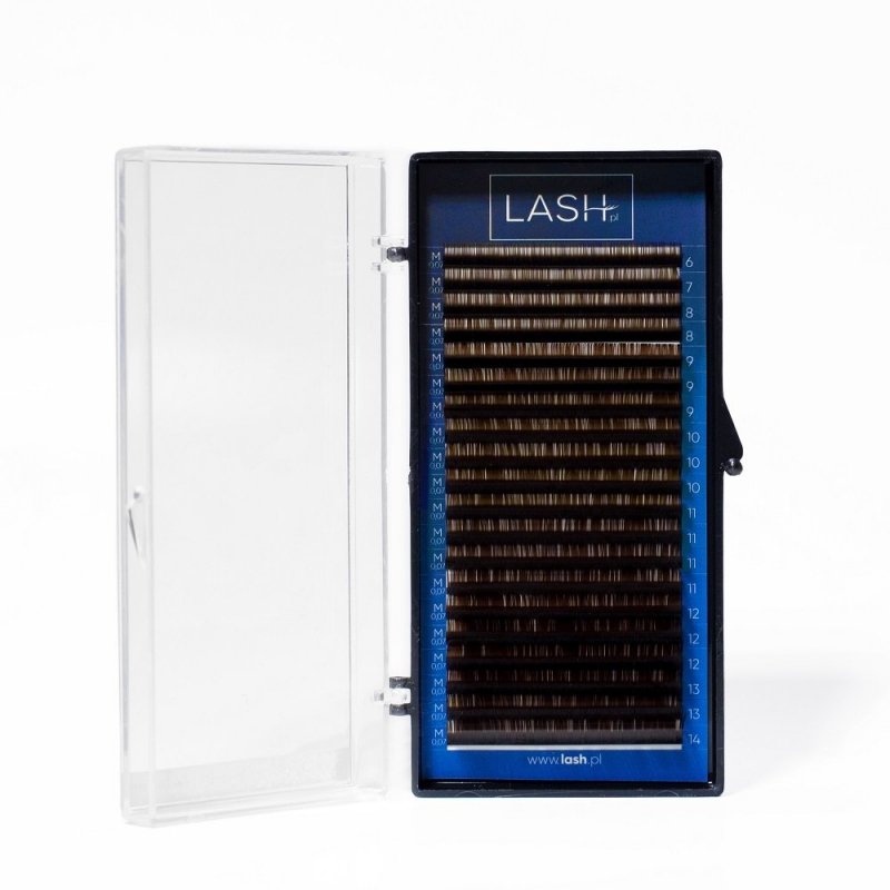 Rzęsy Brązowe LASH.PL Dark Chocolate 0.07 M, L, V w Długościach 20 pasków