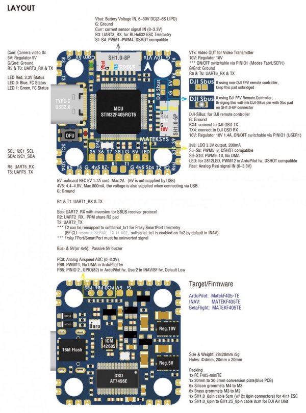 Kontroler do FPV MATEK F405-miniTE Flight Controller 